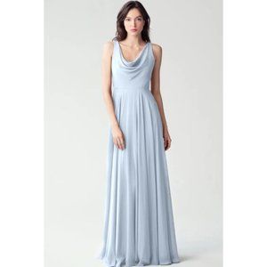 Jenny Yoo Liana Bridesmaid Dress Whisper Blue Sz 4 Cowl Neck